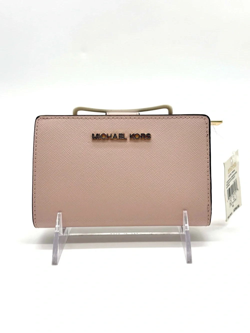 Michael Kors Bifold Zip Chain Wallet Optic White